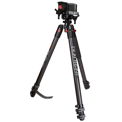 El BOG™ DeathGrip Carbon Fiber Tripod es ligero y portátil, con patas de fibra de carbono que ofrecen estabilidad y precisión, ideal para cualquier cazador.