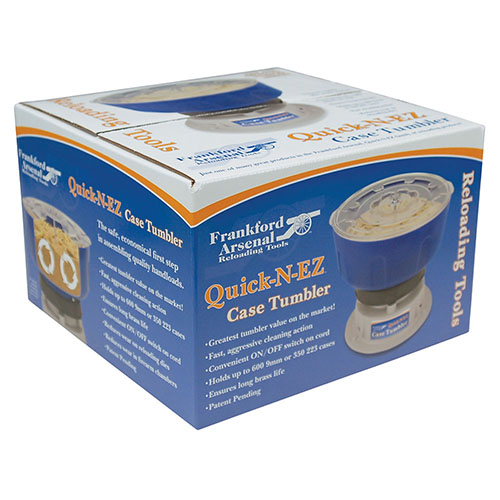 El Frankford Arsenal Quick-n-EZ Case Tumbler limpia tu brass de forma rápida y económica, soportando hasta 600 casos de 9mm o 350 .223.