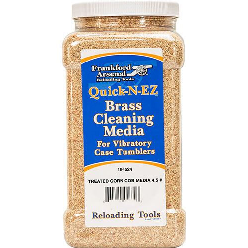 El Frankford Arsenal Brass Cleaning Media combina la limpieza superior de la nuez con el pulido del maíz, y ya viene tratado con abrillantador para latón.