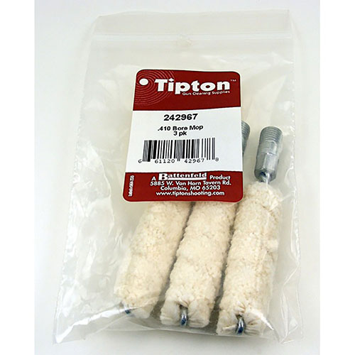 Los Mop de Bore Tipton 100% algodón son ultra-absorbentes, ideales para aplicar solventes y lubricantes en tu cañón y recámara de forma eficaz.