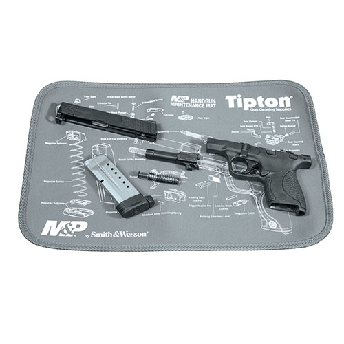 El Tapete de Mantenimiento Tipton es ideal para limpiar armas; su neopreno acolchado protege acabados y absorbe aceites, manteniendo tu área de trabajo limpia.