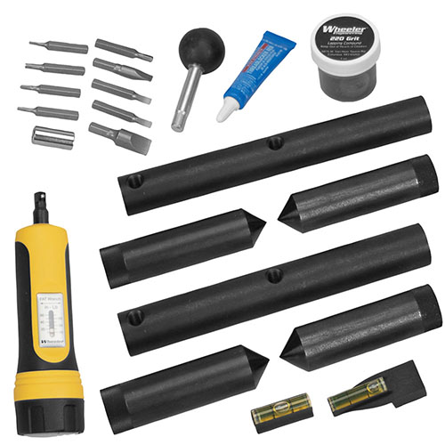 El kit de montaje de mira Wheeler incluye barras de alineación y lapeado de 1