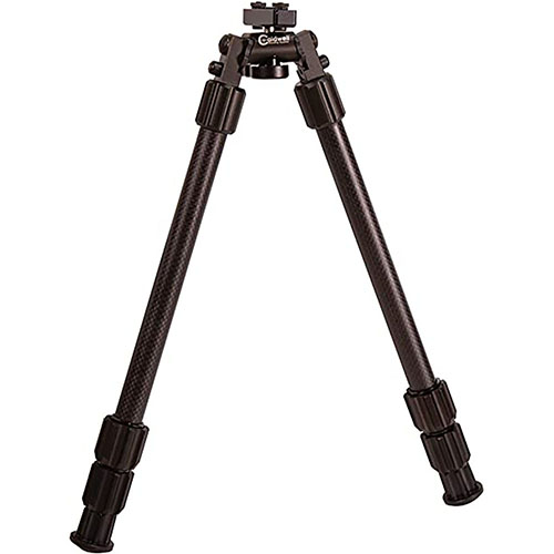 El bipode Caldwell Accumax de fibra de carbono es ultraligero (13 oz), resistente y con patas ajustables, ideal para cazadores de grandes presas y depredadores.