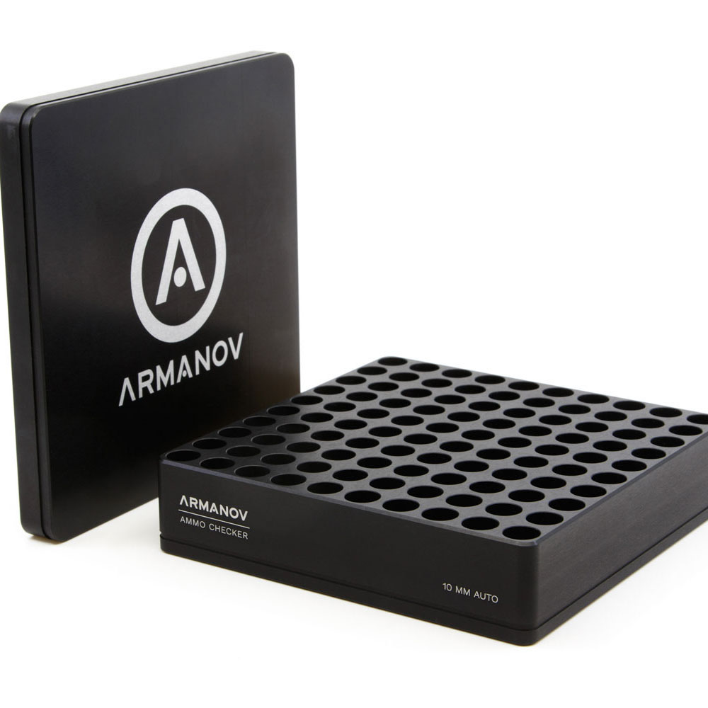 ¡Descubre el Armanov Gauge Box con Flip Cover! Verifica 100 rondas de 10 mm Auto rápidamente, reduce fallos y optimiza tu recarga con diseño mejorado.