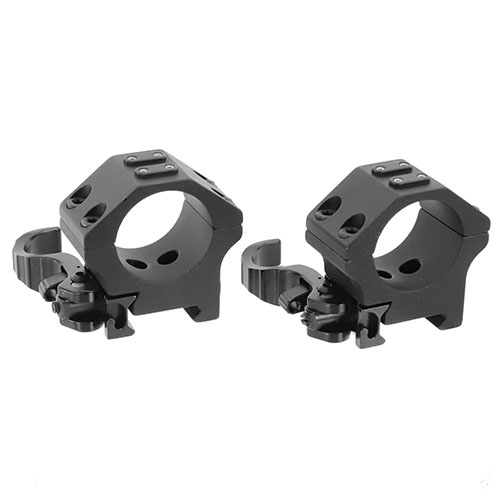 Los montajes de anillo ERATAC son de aluminio de alta resistencia, con opciones de fijación rápida y ajuste de tensión, ideales para ópticas y accesorios.