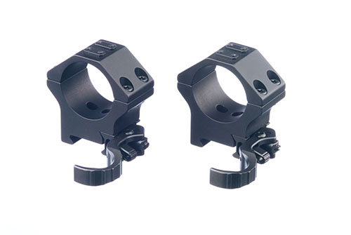 Los montajes de anillo ERATAC de 34 mm ofrecen opciones de fijación dual, ajuste de tensión en rieles Picatinny y un interfaz modular para accesorios.