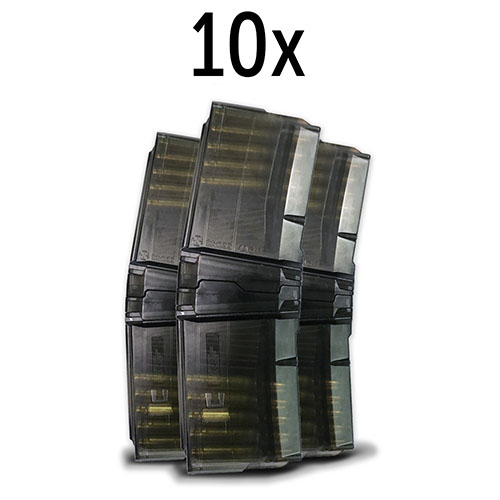 ¡Duplica tu capacidad con el CROSS MAG 10/10! Dos cargadores de 10 rondas, acoplamiento rápido sin herramientas y material transparente para ver la carga.