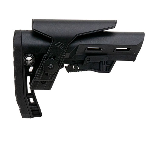 El Scout AR-15 Stock ofrece ergonomía, ligereza, un diseño delgado, montajes QD, y un mecanismo de bloqueo seguro para mayor estabilidad y precisión.