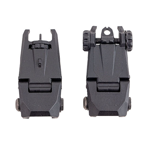 El Breacher AR-15 Flip-Up Sight Set ofrece una posición de tiro natural, visibilidad mejorada, y funciona como respaldo incluso cuando está plegado.