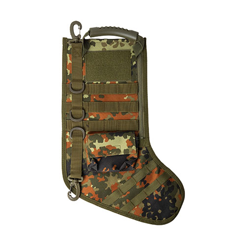 El Tactical Christmas Stocking combina durabilidad, sistema MOLLE, bolsillos externos y personalización, perfecto para tus sorpresas navideñas y equipo táctico.