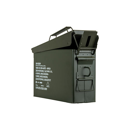 El Ammo Can Size 1 de German Tactical Systems ofrece almacenamiento seguro con su acero robusto, sello de goma, y un diseño apilable y transportable.