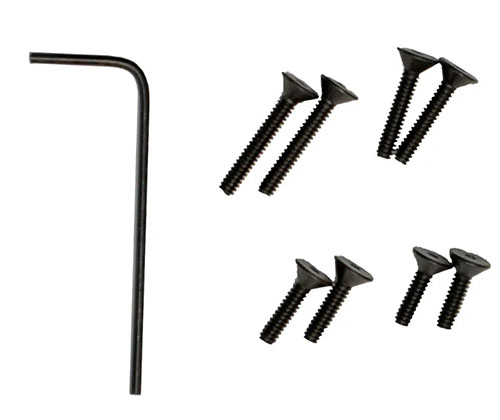 Este kit de tornillos de reemplazo para el Chronograph V3 de MagnetoSpeed incluye 2 tornillos en 3 tamaños y una llave hexagonal para una instalación fácil.