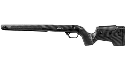 El MDT CRBN es un estoque ultraligero y duradero, con un chasis de magnesio, que absorbe vibraciones y ofrece múltiples opciones de montaje para accesorios.