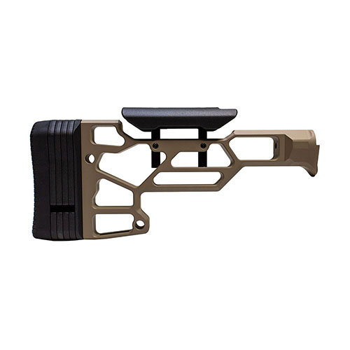 El MDT Skeleton Rifle Stock Lite te ofrece ajuste de Longitud de Empuñadura y un reposacabezas ajustable, ideal para chasis TAC21, LSS-XL y HS3.