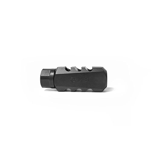 El MDT Elite Muzzle Brake reduce el retroceso hasta un 66%, mejora la velocidad y precisión de los disparos, y cuenta con un diseño optimizado y ajuste fácil.