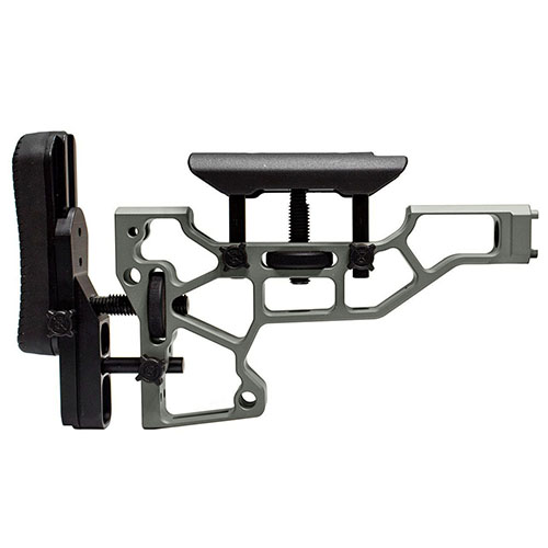 El MDT Rifle Stock para chasis ACC/ESS con interfaz XTN ofrece ajustes sin herramientas para mayor comodidad y un ajuste perfecto en posición de tiro.