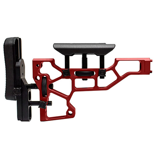 El MDT Rifle Stock para chasis ACC/ESS con interfaz XTN permite ajustes sin herramientas, ofreciendo comodidad y un ajuste perfecto para tu posición de tiro.