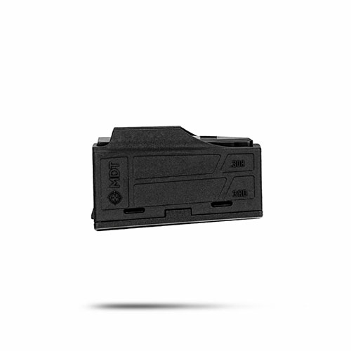 El cargador MDT AICS de polímero para .308/6.5 Creedmoor ofrece durabilidad, capacidad de 3 rondas y compatibilidad con varios sistemas de chasis.