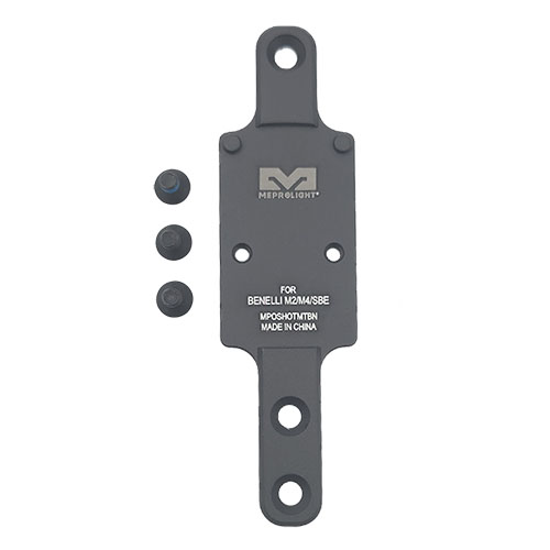 Mejora tu puntería con el MPO PRO-F, RED & RMR SHOTGUN PLATE, compatible con Benelli M2/M4/SBE, ofreciendo una base sólida para tus ópticas.