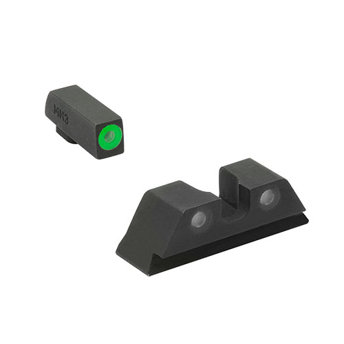 Los miras Meprolight Hyper-Bright™ ofrecen rápida adquisición de objetivos en cualquier luz, con anillo frontal de alto contraste y tritio para visibilidad constante.