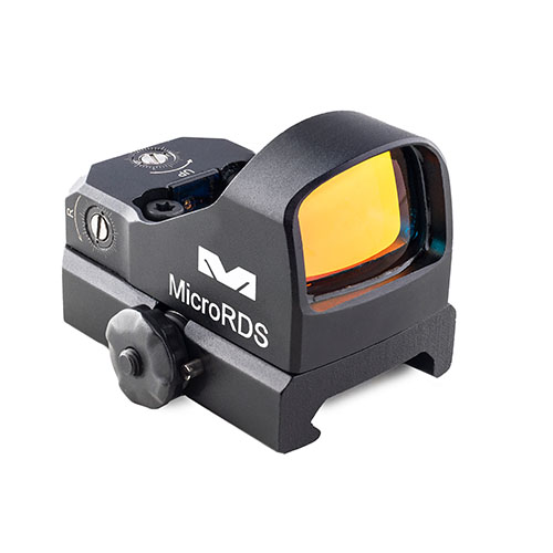 Mepro microRDS ofrece una rápida adquisición de objetivos en pistolas, se monta fácilmente sin taladrar y cuenta con un respaldo TruDot™ para mayor seguridad.