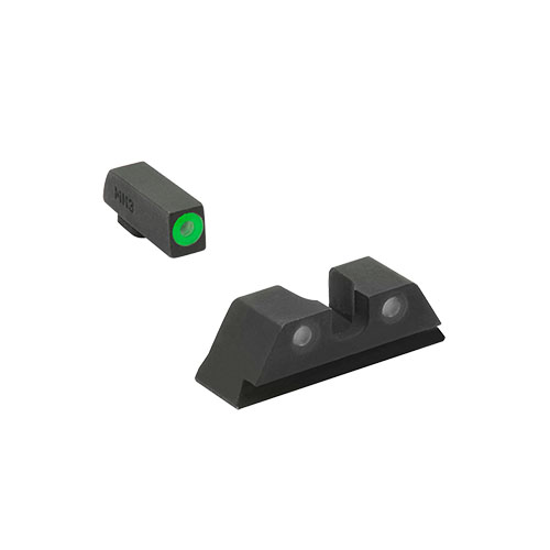 Los miras HYPER BRIGHT de MEPROLIGHT ofrecen visibilidad superior en cualquier luz, son a prueba de golpes, sin baterías y siempre listos para usar.