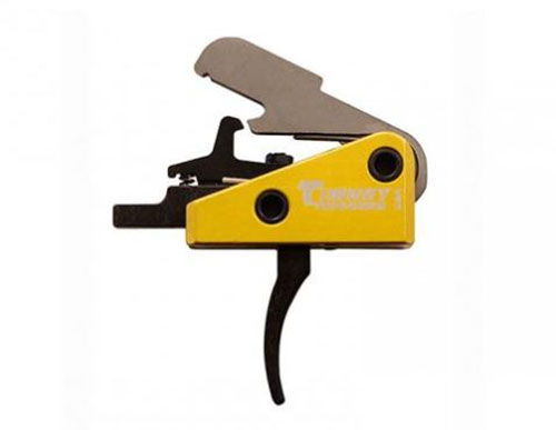 El gatillo AR-15 TIMNEY de 3lb es compatible con rifles de pequeño pin, ofrece un disparo limpio y seco, y cuenta con una carcasa de aluminio ligera.