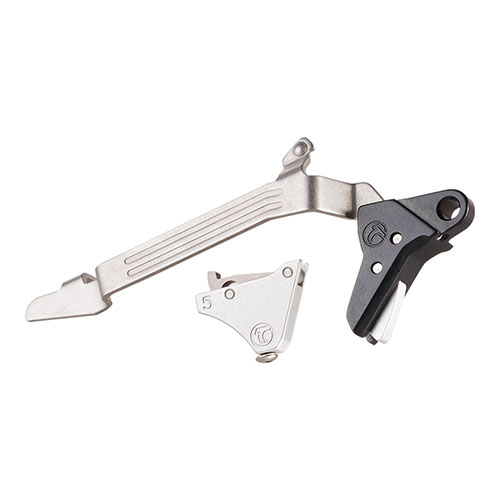 El GLOCK TRIGGERS de TIMNEY ofrece un peso de disparo de 3 lb, fácil instalación y fiabilidad legendaria, ideal para modelos Gen 5 como G17 y G19.