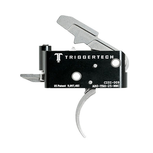 Descubre el TRIGGERTECH AR15 - Adaptable: acción de dos etapas, tecnología Frictionless Release, resistencia a la corrosión y peso ajustable sin afectar la fuerza del martillo.