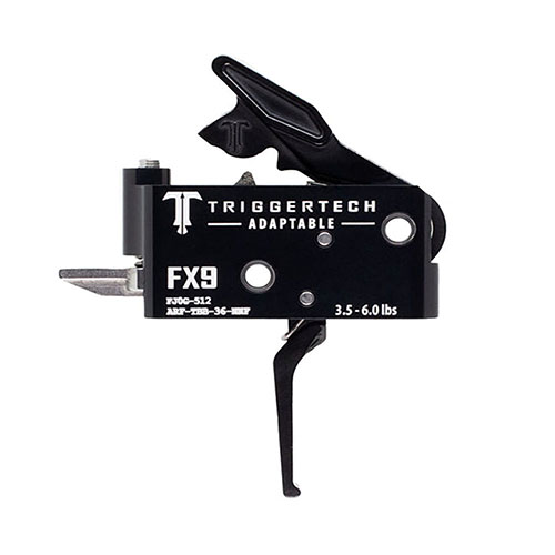 El gatillo TRIGGERTECH FX9 ofrece Zero Creep Technology™, acción corta de dos etapas y resistencia a la corrosión, ideal para PCCs y tiradores competitivos.