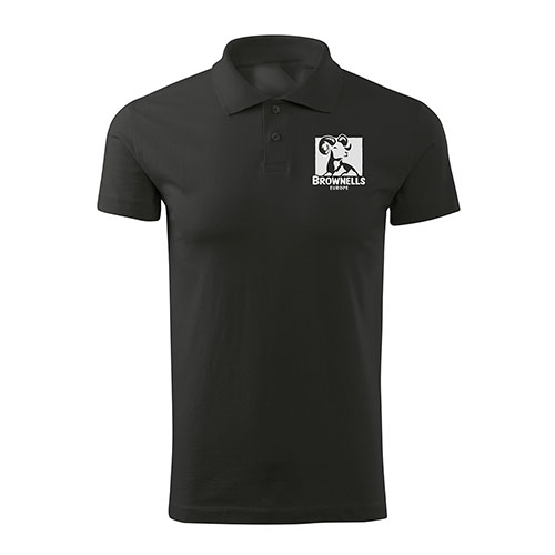 La Poloshirt Unisex de Brownells Europa ofrece comodidad con sus cortes laterales, un cuello y puños resistentes, y un diseño limpio con tres botones.
