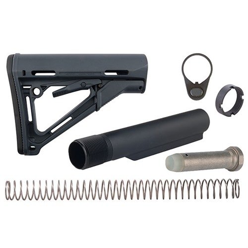 Mejora tu rifle con el kit AR-15 CTR Stock Assy: instalación fácil, ajuste rápido, resistencia al impacto y múltiples opciones de sling. Disponible en varios colores.