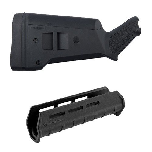 El kit SGA Buttstock y M-LOK Forend de Magpul para Mossberg 500/590/590A1 ofrece personalización y adaptabilidad con accesorios M-LOK, ligero y fácil de instalar.