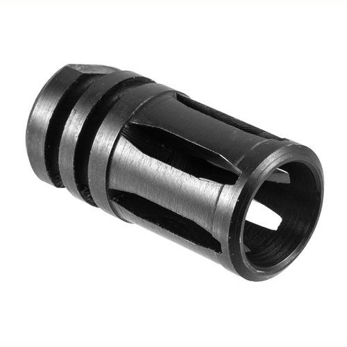 El flash hider AR-15 A1 de 22 calibres, con rosca 1/2-28, está fabricado en acero 4140 y tiene un acabado en óxido negro, ideal para reducir el destello.