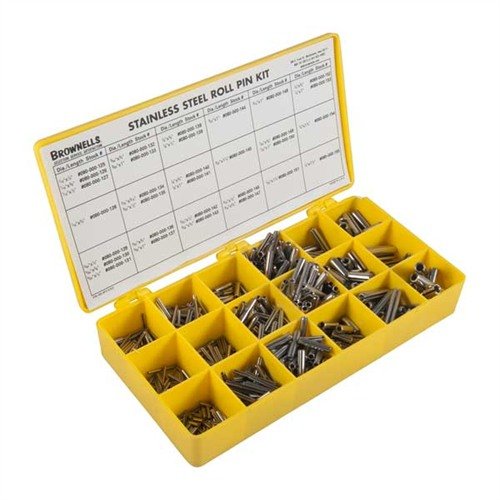 Este kit de pines de acero inoxidable incluye 850 pines en 8 diámetros, ideal para tus necesidades de armas y otros trabajos en el taller.
