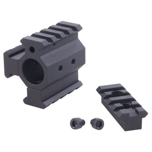 El kit de gas block modular AR-15 de Brownells permite una personalización rápida y fácil, con rieles adicionales para accesorios tácticos y gran resistencia.