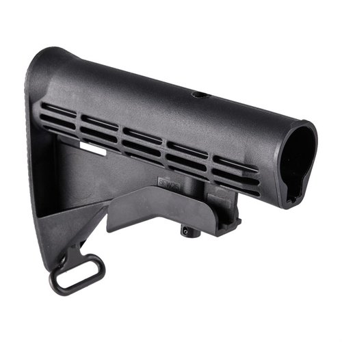 El M4 Buttstock de Brownells es un stock ajustable y con diseño acanalado, ideal para tu AR-15. Incluye un sling swivel y se adapta a un buffer tube Mil-Spec.