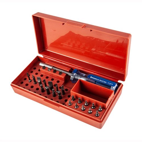 Los sets Standard Magna-Tip® de Brownells ofrecen 24 bits intercambiables, diseño ergonómico y construcción duradera para un mantenimiento preciso de armas.