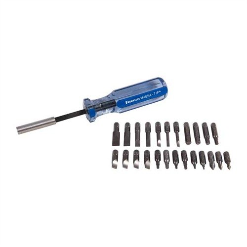 Los sets Brownells Standard Magna-Tip® ofrecen 24 bits intercambiables, diseño ergonómico y construcción duradera para un mantenimiento de armas preciso y confiable.