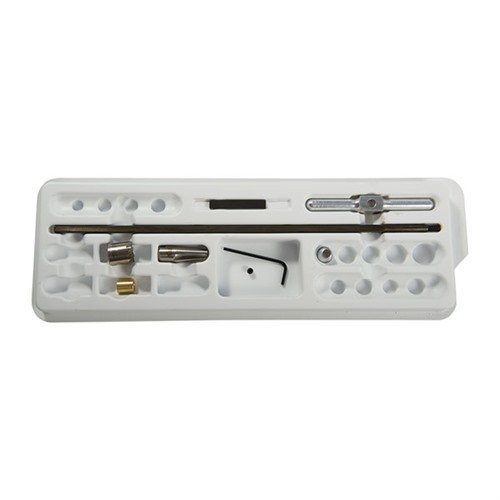 El Kit Intermedio de Chamfering 11° .38-.45 incluye un Cutter y un Pilot para lograr chamfers perfectos y sin vibraciones, eliminando el splatter de las balas.