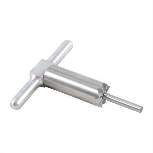 Corta y alinea la boca de tus rifles y pistolas con este cutter de acero endurecido, incluye mango y piloto intercambiable para diferentes calibres.