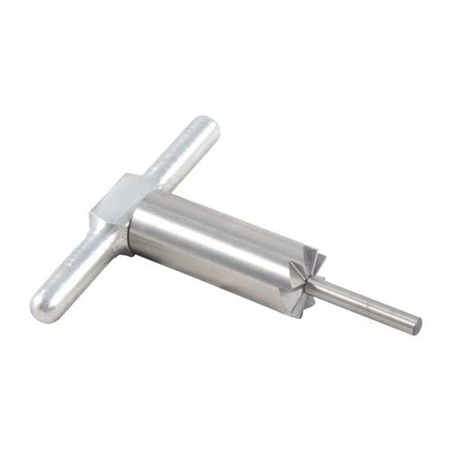 Corta y alinea de forma precisa los cañones de tus rifles y pistolas con este cutter de acero endurecido, incluye mango y piloto intercambiable.