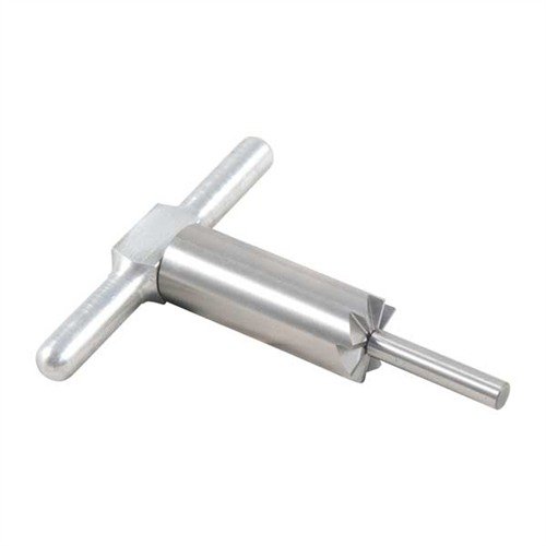 Corta y alinea el cañón de tu rifle o pistola con el Cutter de Muzzle de 90° de acero endurecido, incluye mango y piloto intercambiable en caja.