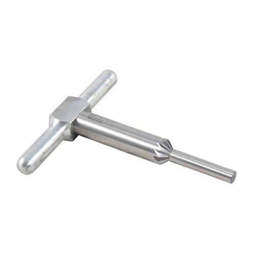 Con el 45° Chamfer Cutter, elimina bordes afilados en cañones y cilindros, y acelera la recarga en revólveres. Incluye cortador, mango y piloto.