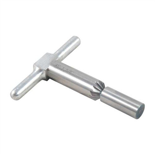 El cortador de chamfer 45° de BROWNELLS suaviza los bordes de los cañones y cámaras de revólver, permitiendo una salida limpia de balas y recargas rápidas.