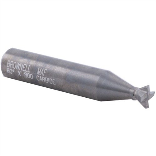 El CARBIDE FRONT SIGHT DOVETAIL CUTTER de BROWNELLS corta con precisión dovetails para miras frontales, es resistente y ideal para acero endurecido.