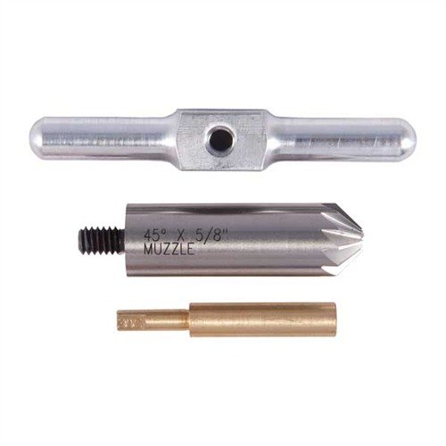 El 12-FLUTE MUZZLE CHAMFER SET de BROWNELLS es ideal para corregir imperfecciones en la boca del rifle, asegurando cortes suaves y sin daños en el estriado.