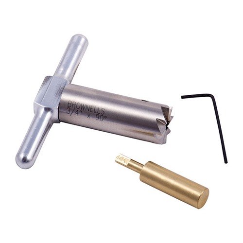 Corta y alinea los cañones de tus armas con este cutter de acero endurecido de 90°, incluye mango y piloto de latón, todo en una caja de polipropileno.