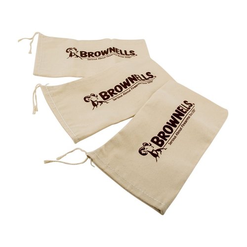 Las bolsas de tiro de canvas de 10 oz. son resistentes y portátiles, ideales para precisión en el tiro, con cierre rápido y diseño atractivo de Brownells.