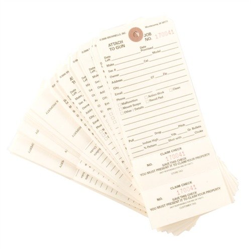 Los DOUBLE STUB CLAIM CHECKS de BROWNELLS son ideales para talleres, con dos talonarios numerados para evitar confusiones y asegurar el control total de las reparaciones.